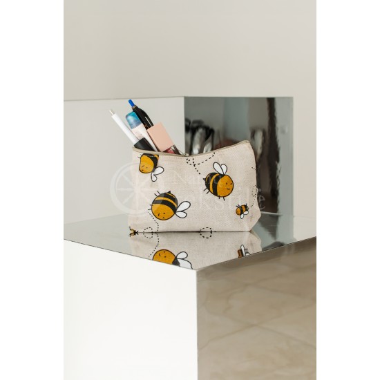 Colourful half-linen cosmetic bag "Bees"